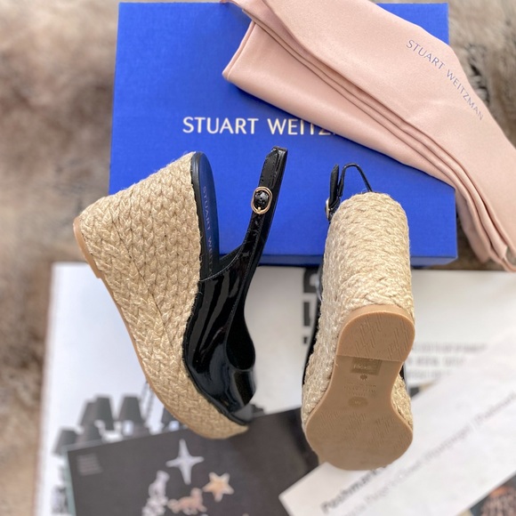 Stuart Weitzman Peep Toe Espadrille Wedge Platform Pumps - Picture 7 of 16